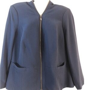 Sejour‎ Womens Blazer 14W Blue Church Minimalist Classy Effortless 
Classic